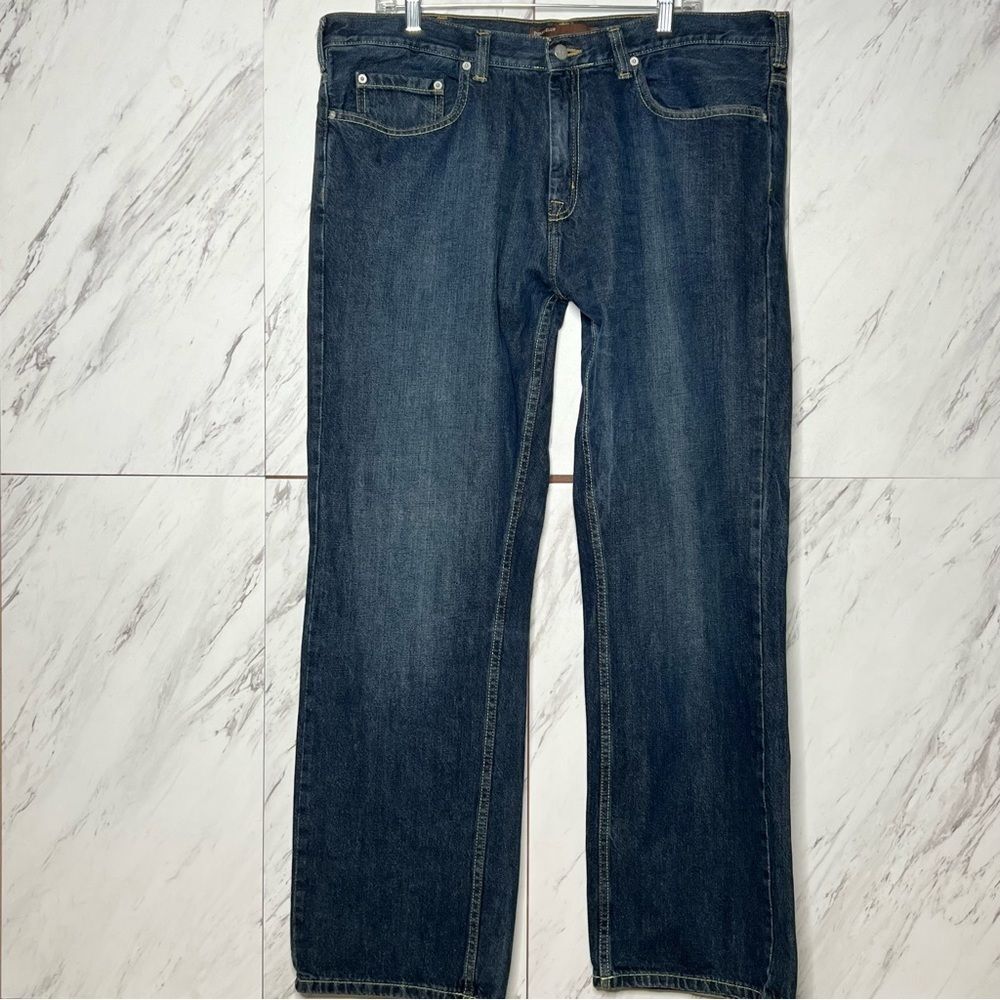 3/$50 Perry Ellis Mens Dark Wash Straight Leg Denim Jeans 40x32 5 Pocket Pants